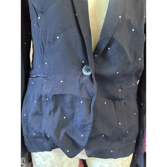 Vince Camuto Navy Blue Polka Dot Soho Pindot Blazer Button Closure Sz 2 NWOT - Picture 5 of 10